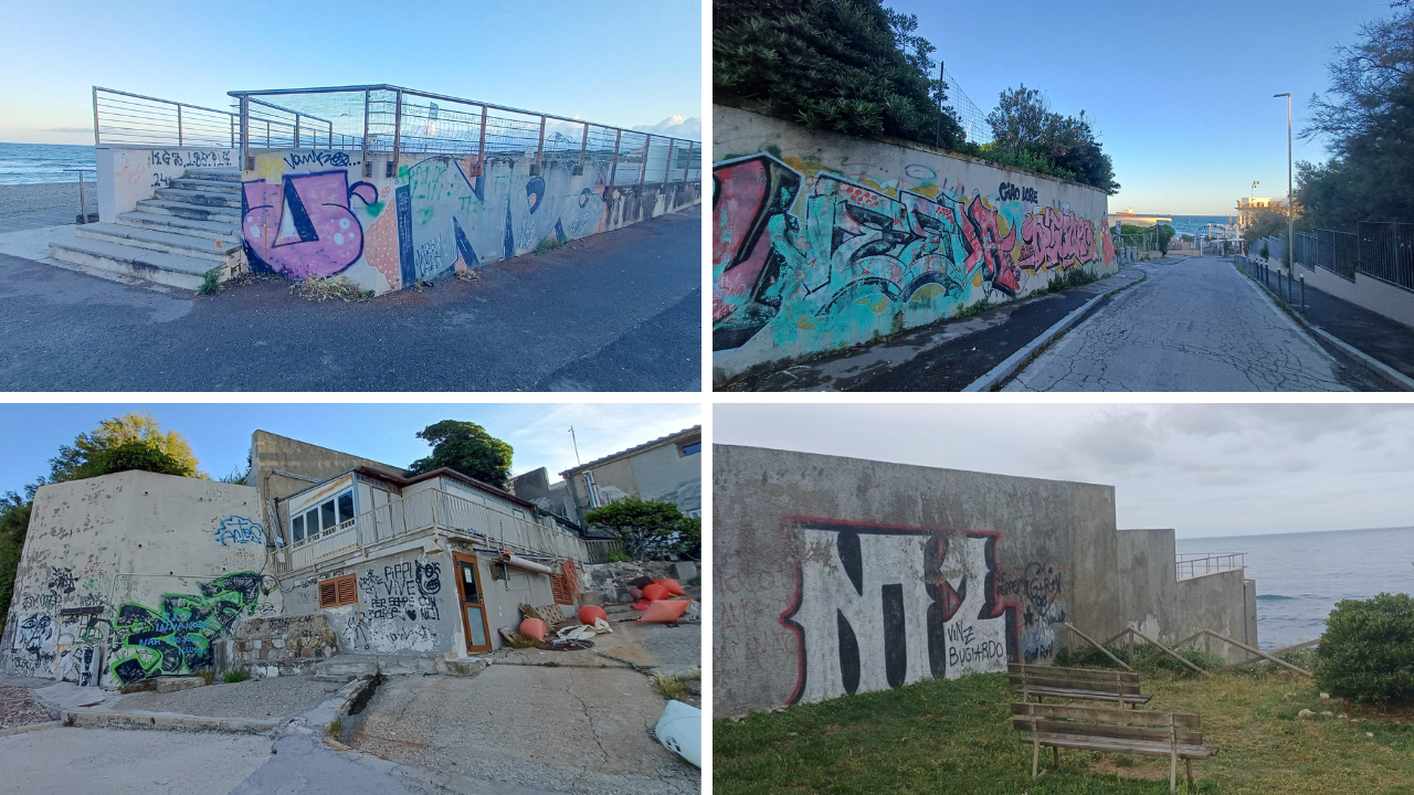 
	Alcuni esempi di scritte sui muri del lungomare

