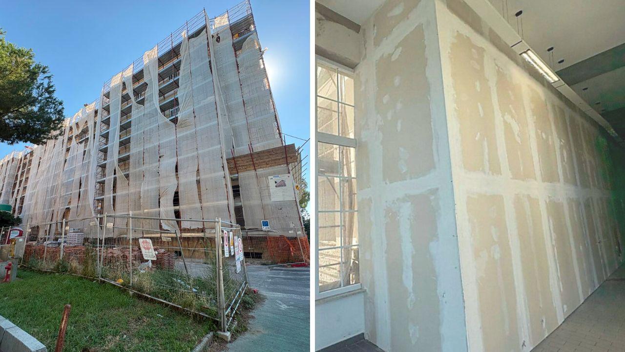 Livorno, l'ospedale di comunità (5° padiglione) è ancora un cantiere. Per non perdere i fondi l'Asl attiva 2 posti letto su 40