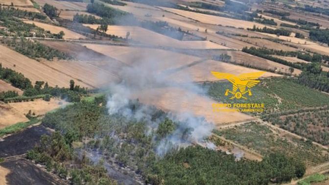 La Sardegna ancora nella morsa degli incendi, fuoco nelle campagne: in azione Corpo forestale ed elicottero