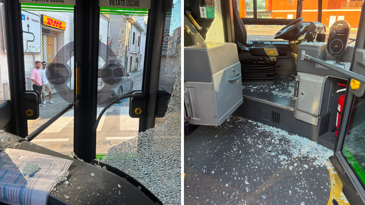 
	Il vetro del bus frantumato dal pugno

