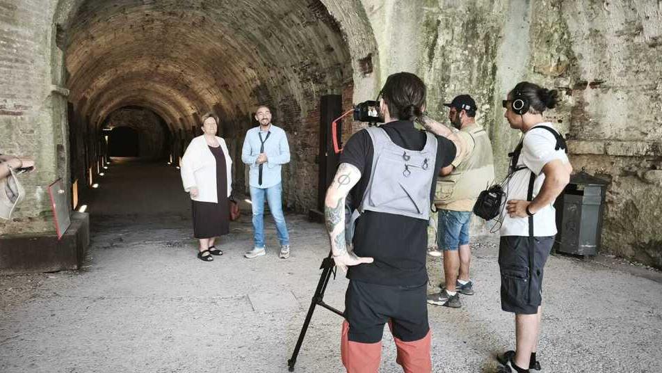 Un momento delle riprese realizzate con la storica Roberta Martinelli
