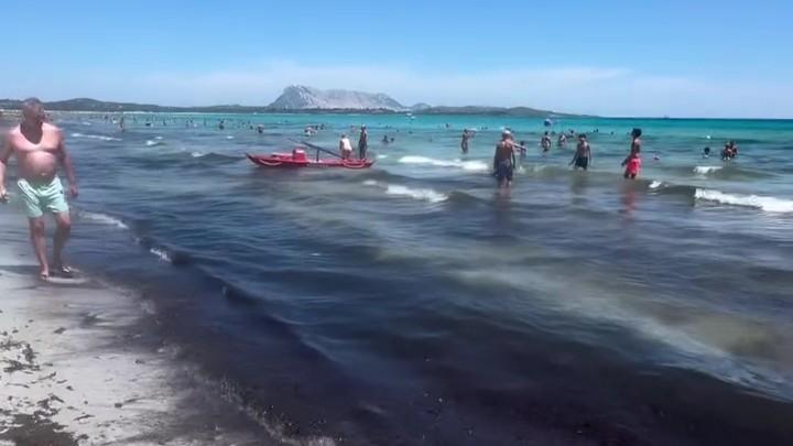 Il grecale porta le alghe alla Cinta di San Teodoro, il reel dell’animatore turistico fa discutere: «Molto meglio la Puglia»