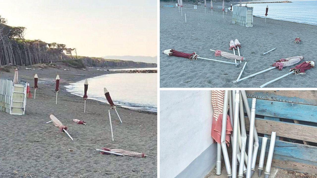 Cecina, doppio raid nella spiaggia gestita da volontari: «Ombrelloni spaccati e sfilati»