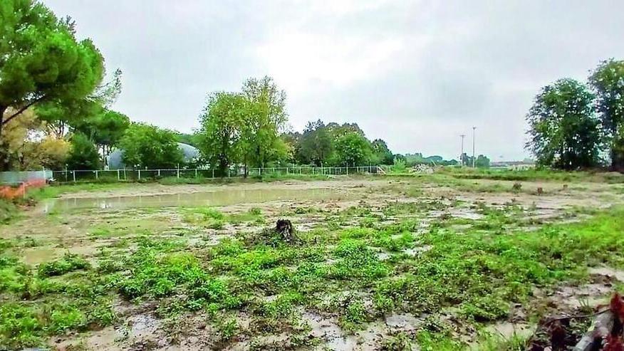 Il terreno lungo via Ghisleri dove dovrebbe sorgere la piscina olimpionica di Iolo