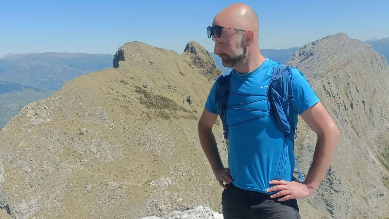 Gabriele Cisetti durante un’escursione in montagna