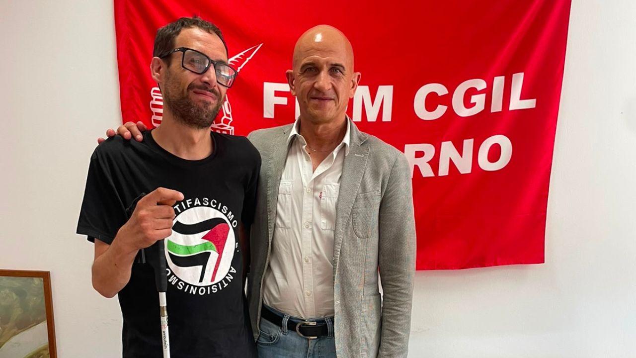 
	Sandro Niotta con Massimo Braccini nella sede della Fiom Cgil

