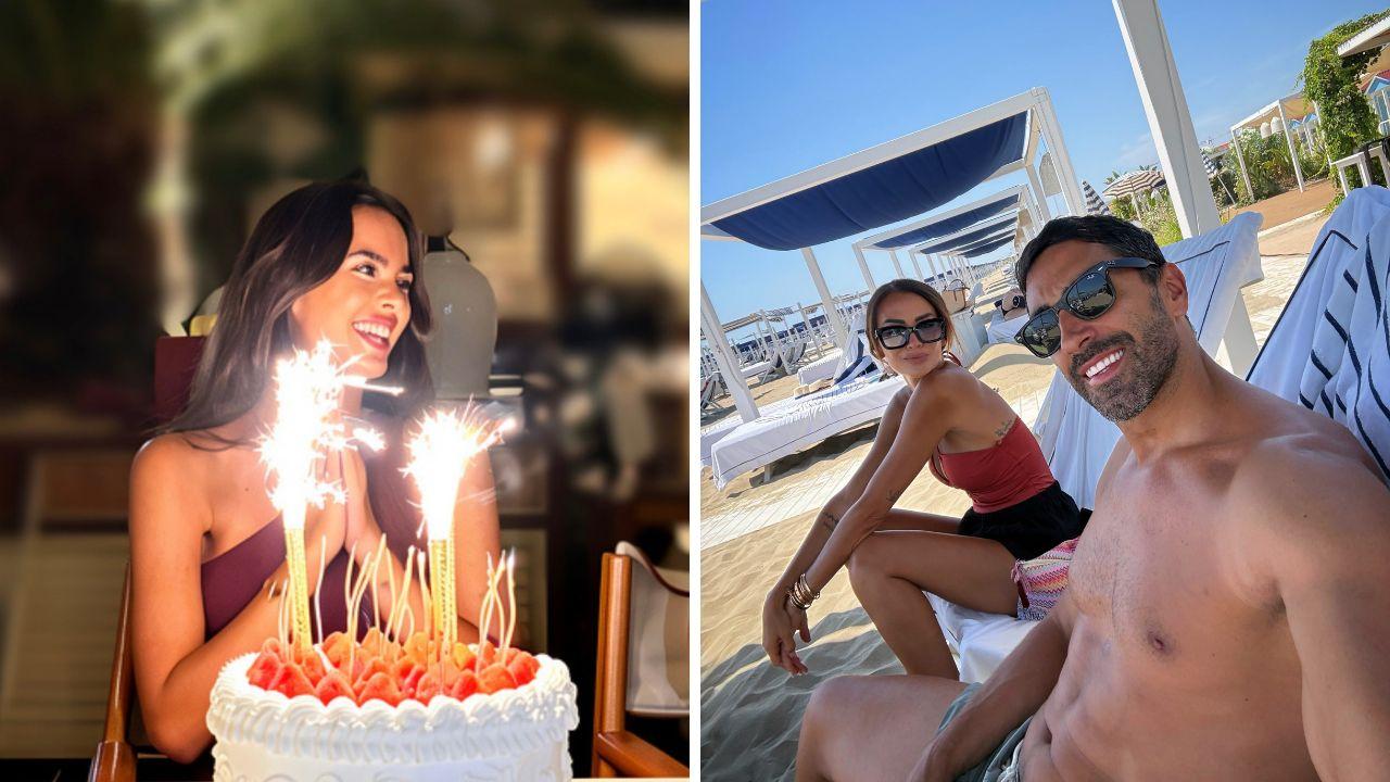 
	Giorgia Palmas, la figlia e Filippo Magnini (foto da Instagram)

