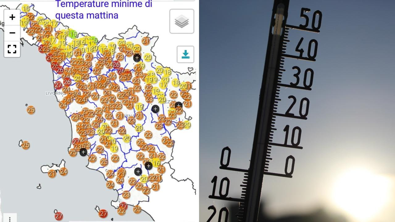 
	A sinistra le temperature minime nella mattina di sabato 18 luglio&nbsp;

