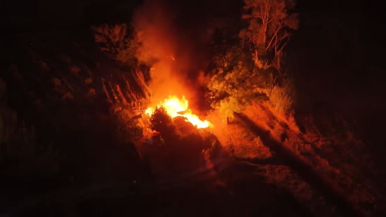 Una foto dell'incendio