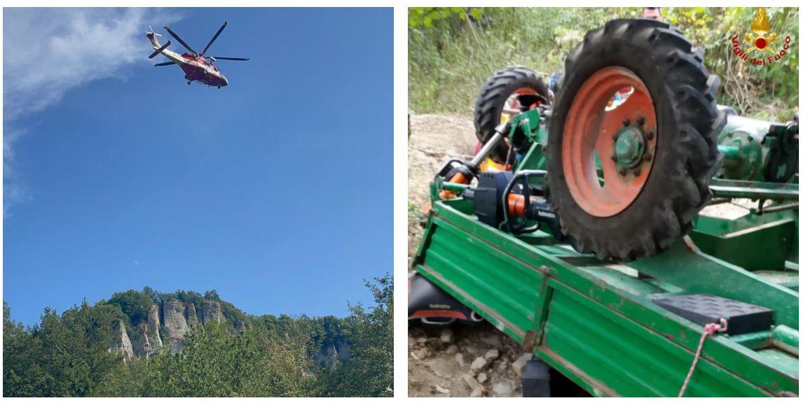 Si ribalta con il trattore ai piedi della Pietra e resta incastrato: agricoltore in Rianimazione