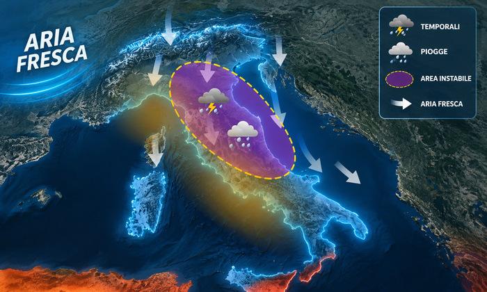 Temporali violenti, grandine e raffiche oltre i 100 chilometri orari: Italia divisa tra maltempo a nord e caldo estremo in Sardegna