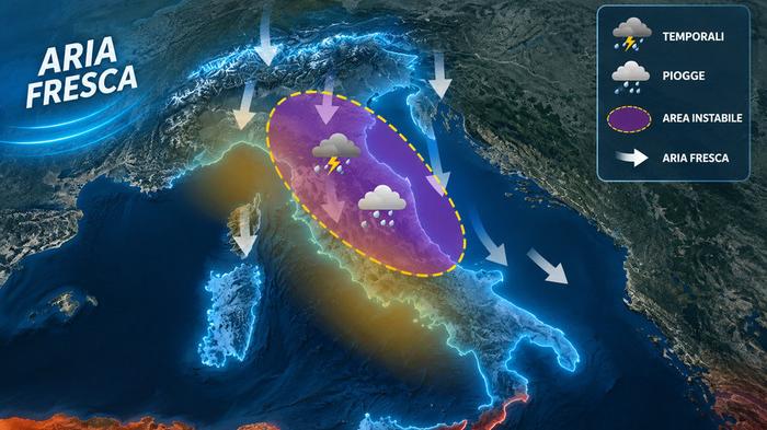 Temporali violenti, grandine e raffiche oltre i 100 chilometri orari: Italia divisa tra maltempo a nord e caldo estremo in Sardegna