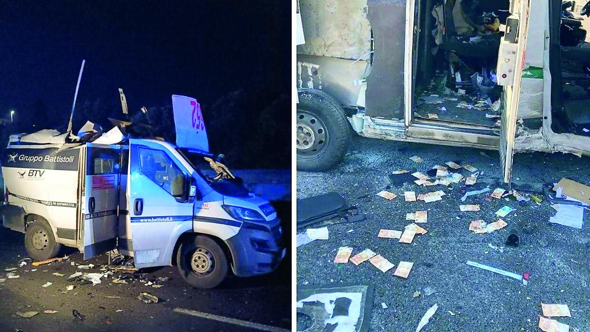 Uno dei portavalori coinvolto e i soldi sulla Variante