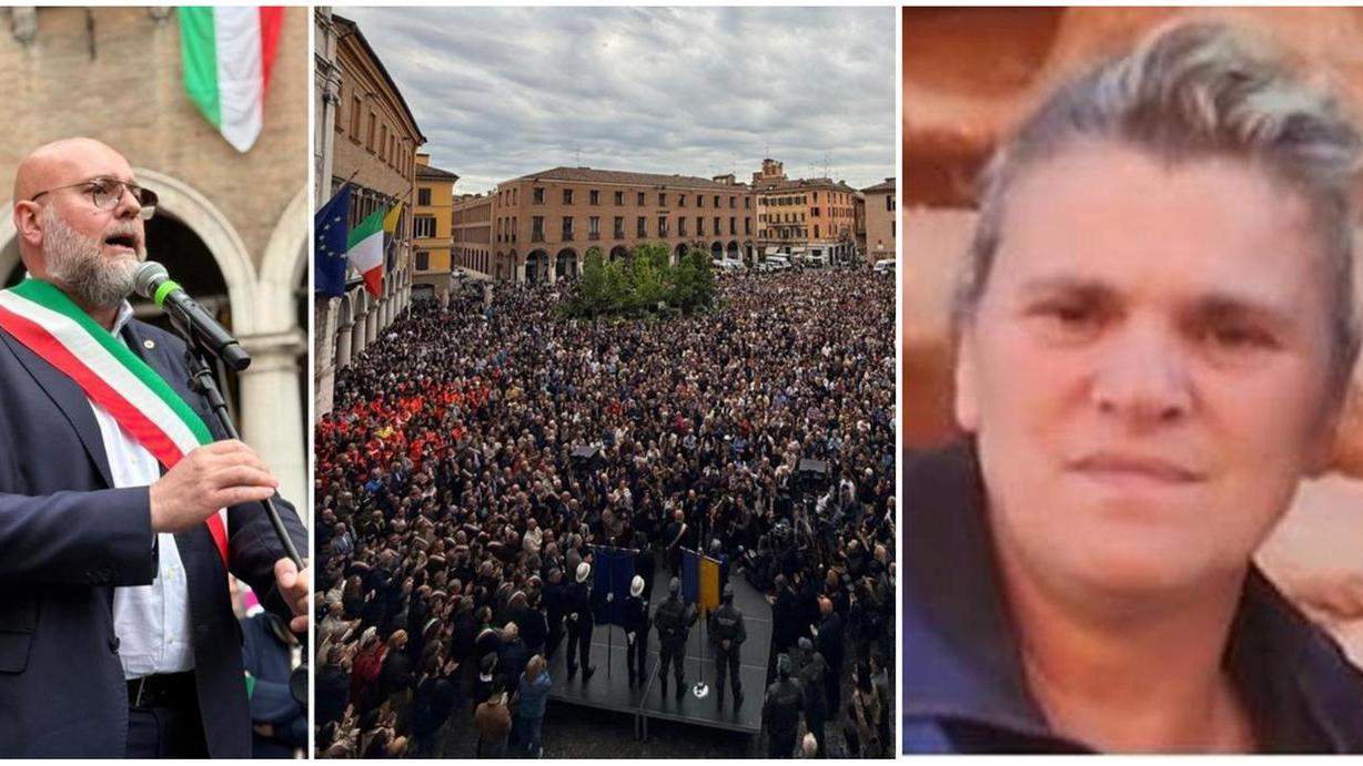 Il sindaco Mezzetti e la manifestazione in Piazza Grande dopo la strage. A destra Monica Esposito