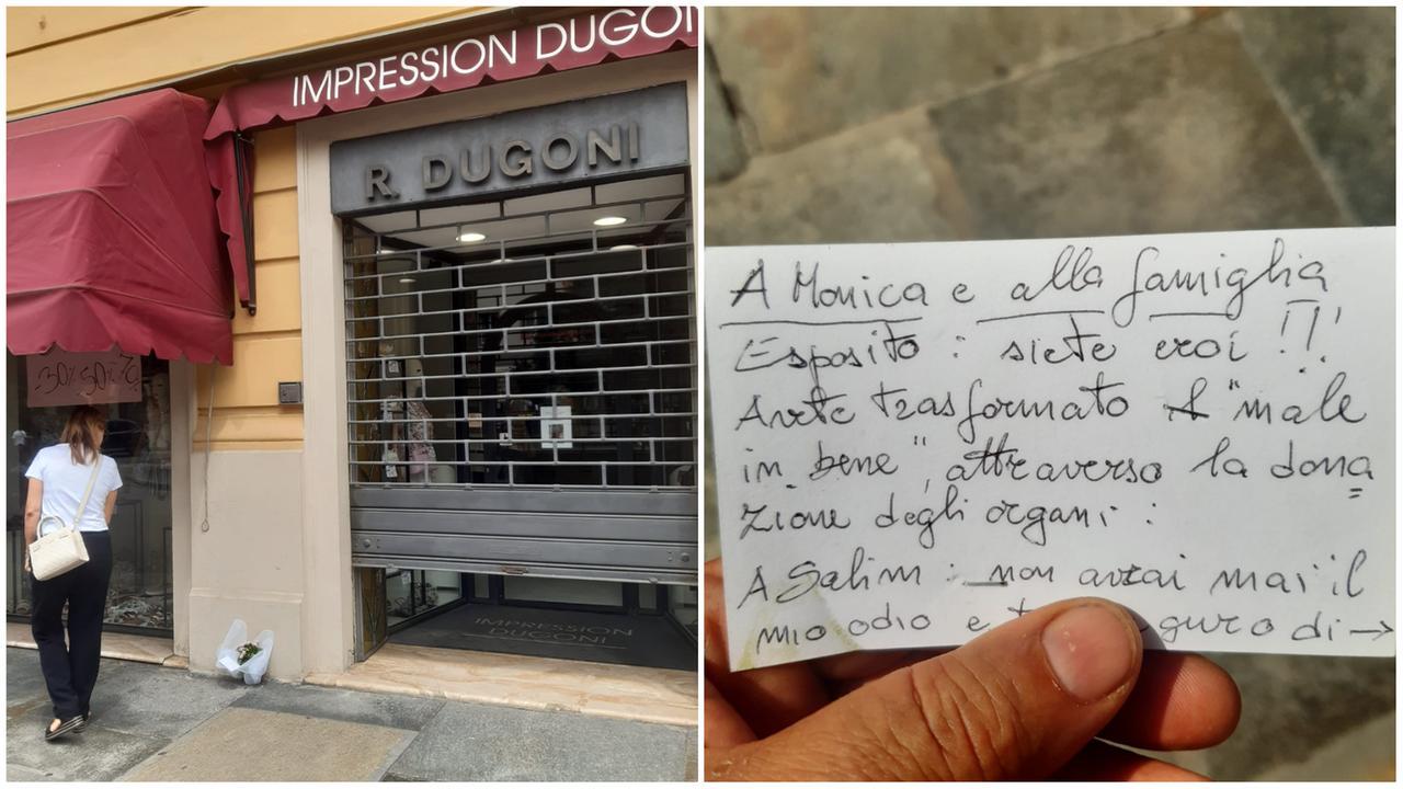 Fiori e un biglietto in via Emilia: «Famiglia Esposito, siete eroi. Salim: io non ti odio»