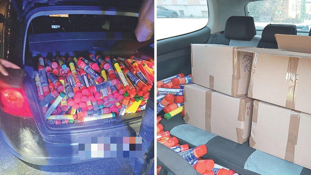 Il materiale sequestrato dalla polizia stradale