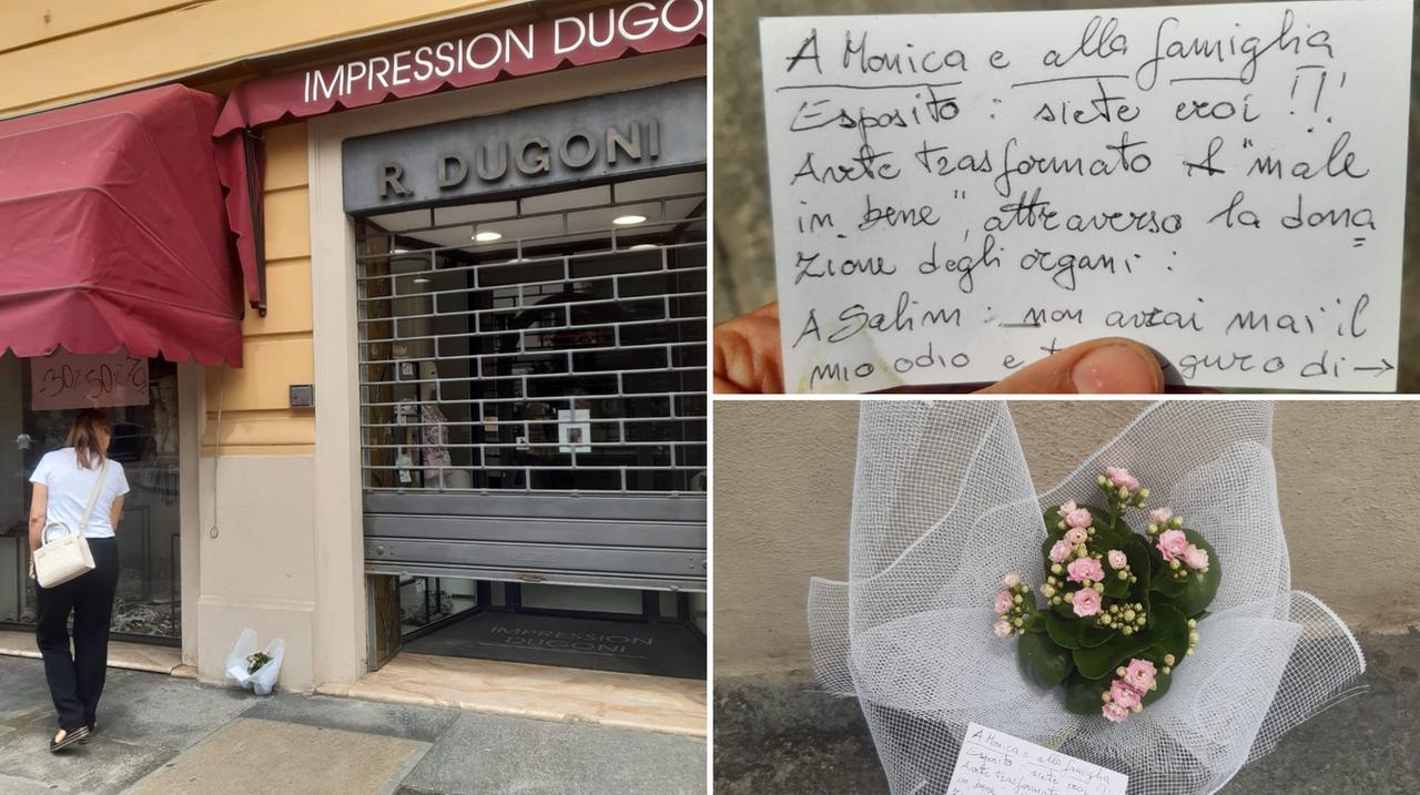 Fiori e un biglietto per Monica e la sua famiglia: «Avete trasformato il male in bene. Salim, ti auguro di sperimentare il perdono cristiano»