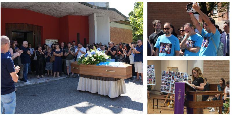 In centinaia per l’addio a Magnaus. Le foto degli amici, la canzone di Max Pezzali e i ricordi: «Credeva nell’amicizia»