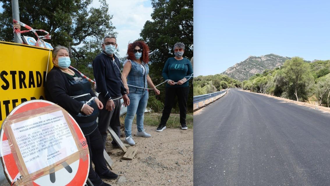 
	Giuseppina Pasella durante una protesta e la nuova strada

