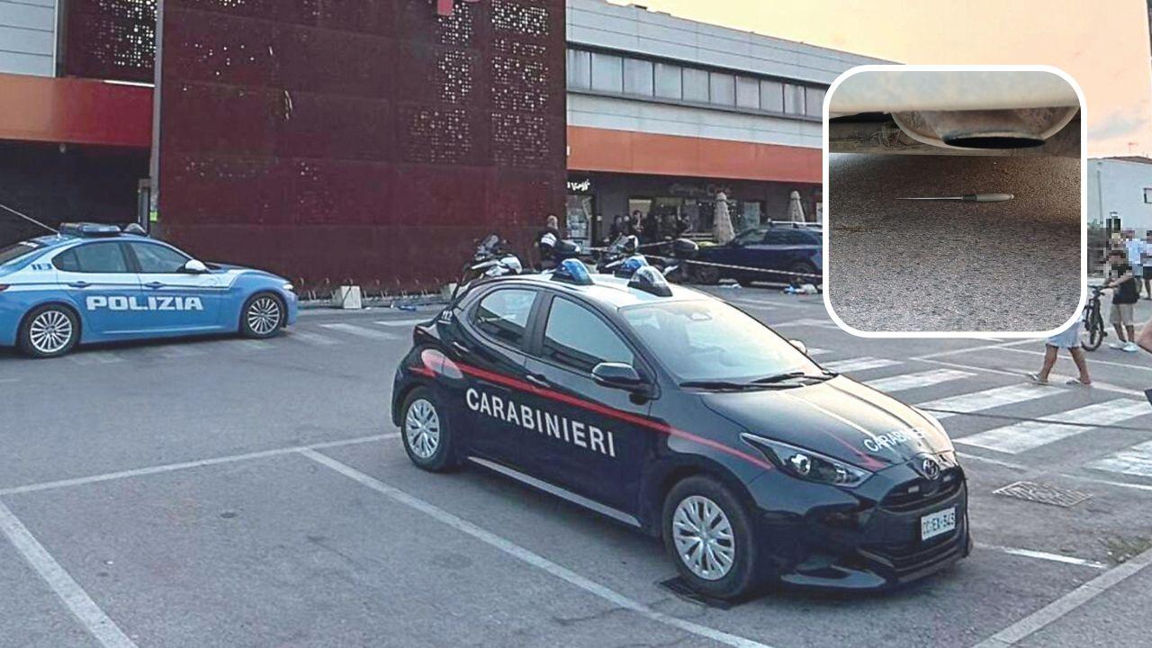 
	Il coltello e le forze dell'ordine sul posto (foto Lorenzo Manzini)

