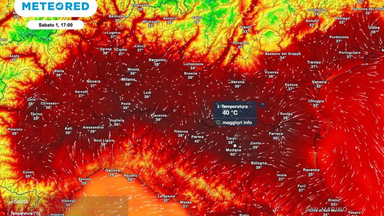 A Modena nel weekend si toccheranno i 40 gradi