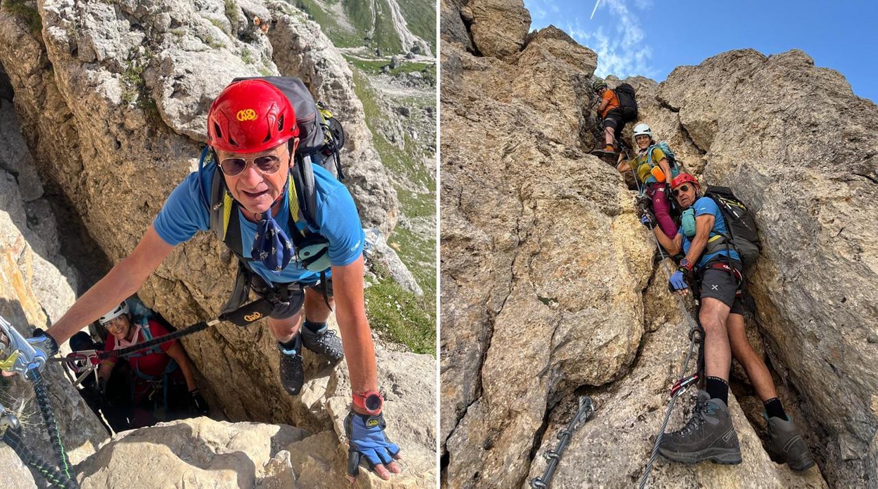 
	Romano Bertugli in ferrata sulla Roda di Vael&nbsp;


