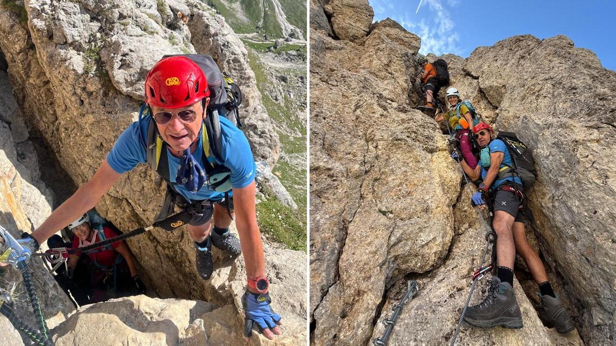 Romano Bertugli in ferrata sulla Roda di Vael 