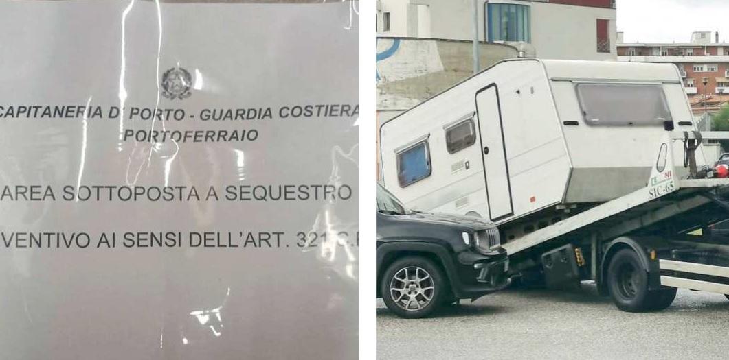 Porto Azzurro, rimessaggio sotto sequestro con le roulotte dei turisti dentro<br>
