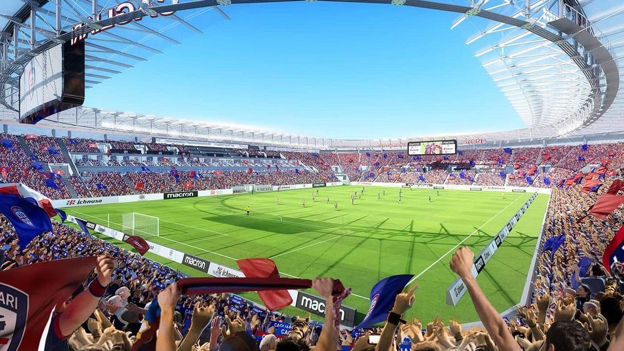 Il rendering del nuovo stadio del Cagliari