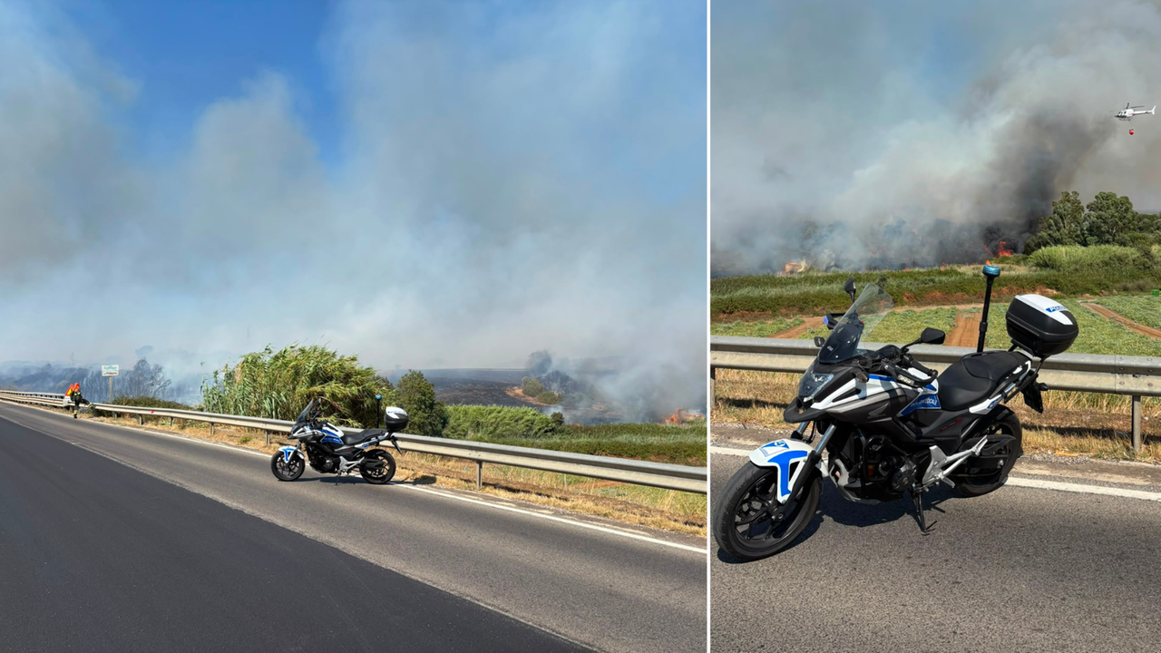 Maxi incendio nelle campagne di Alghero, chiusa la strada Due mari: mezzi aerei in azione