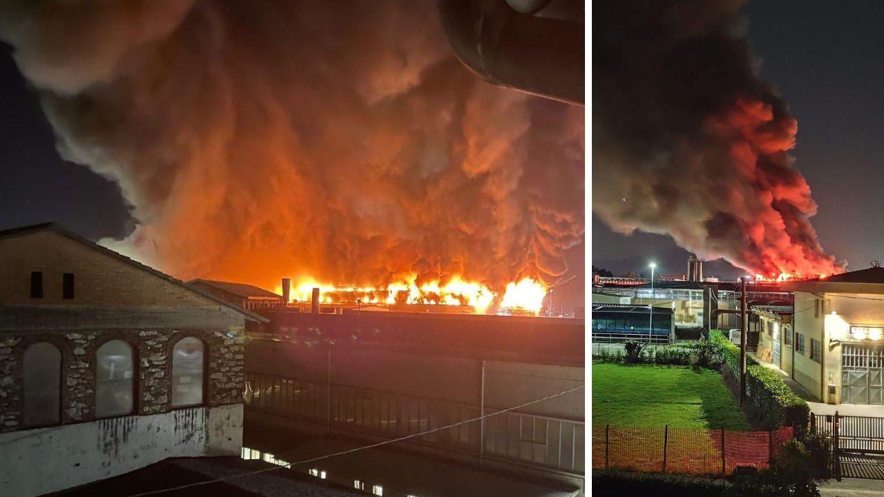 Paura a Marlia, incendio devasta una cartiera: l’appello del sindaco