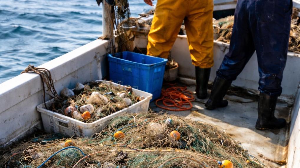 Pescatori a bordo di un peschereccio