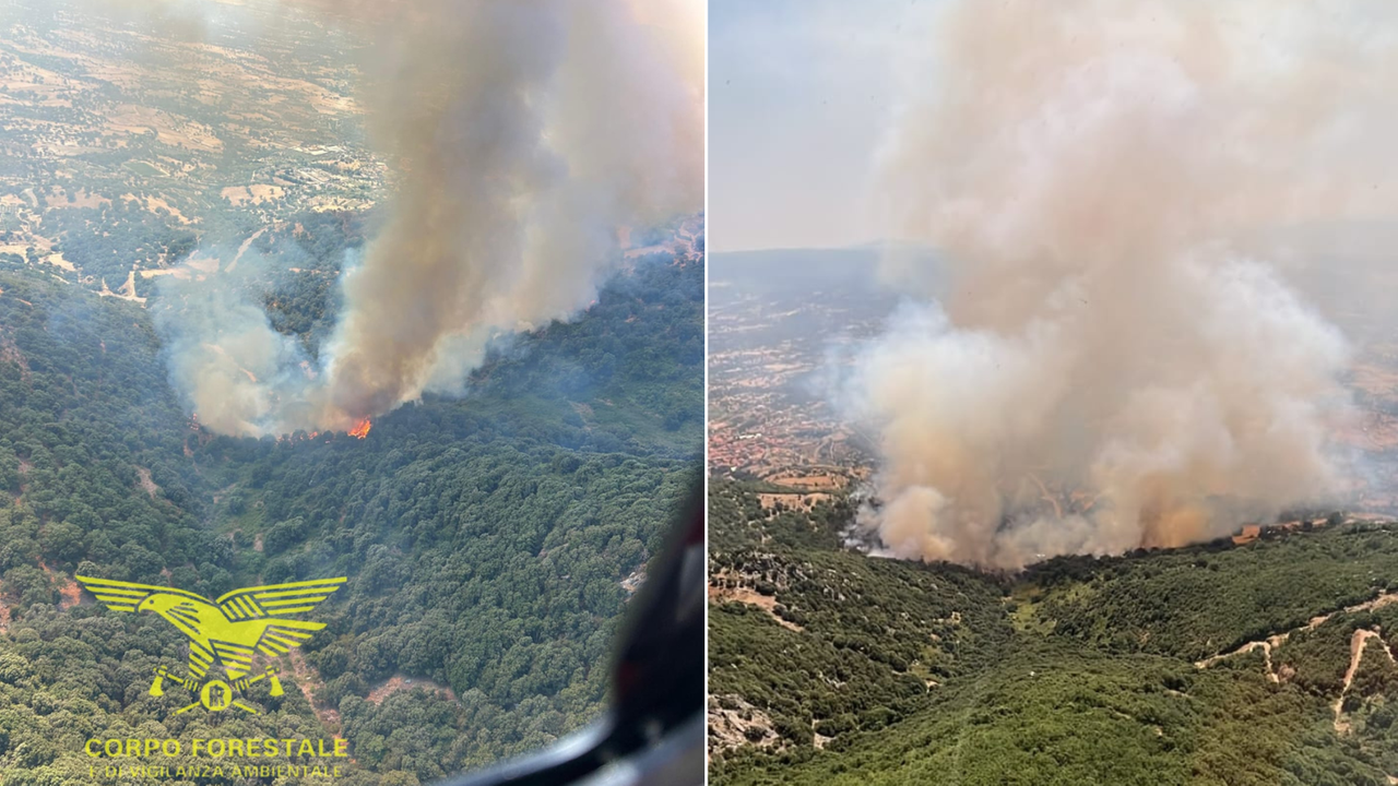 Un’altra giornata di fuoco in Sardegna, vasti incendi nel Sassarese e nel Nuorese: in azione SuperPuma e Canadair