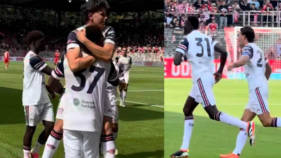 Da sinistra Trepy festeggiato dopo l’1-0 e Mendy felice con Zappa dopo il 2-0