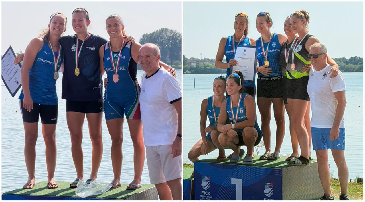 Lucrezia Zironi conquista l’oro italiano nel K1 500 (sinistra) e nel K2 200