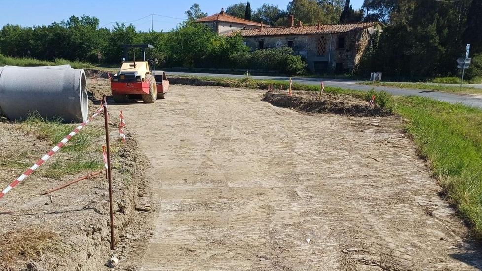 Il cantiere sulla rotatoria in località Capanne (foto sopralluogo Regione)