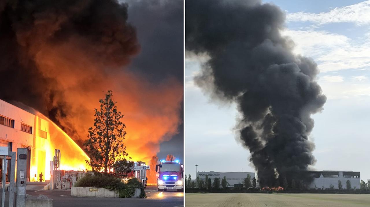 Maxi-incendio a Finale Emilia, vigili del fuoco in forze per domarlo: «Tenete chiuse le finestre»