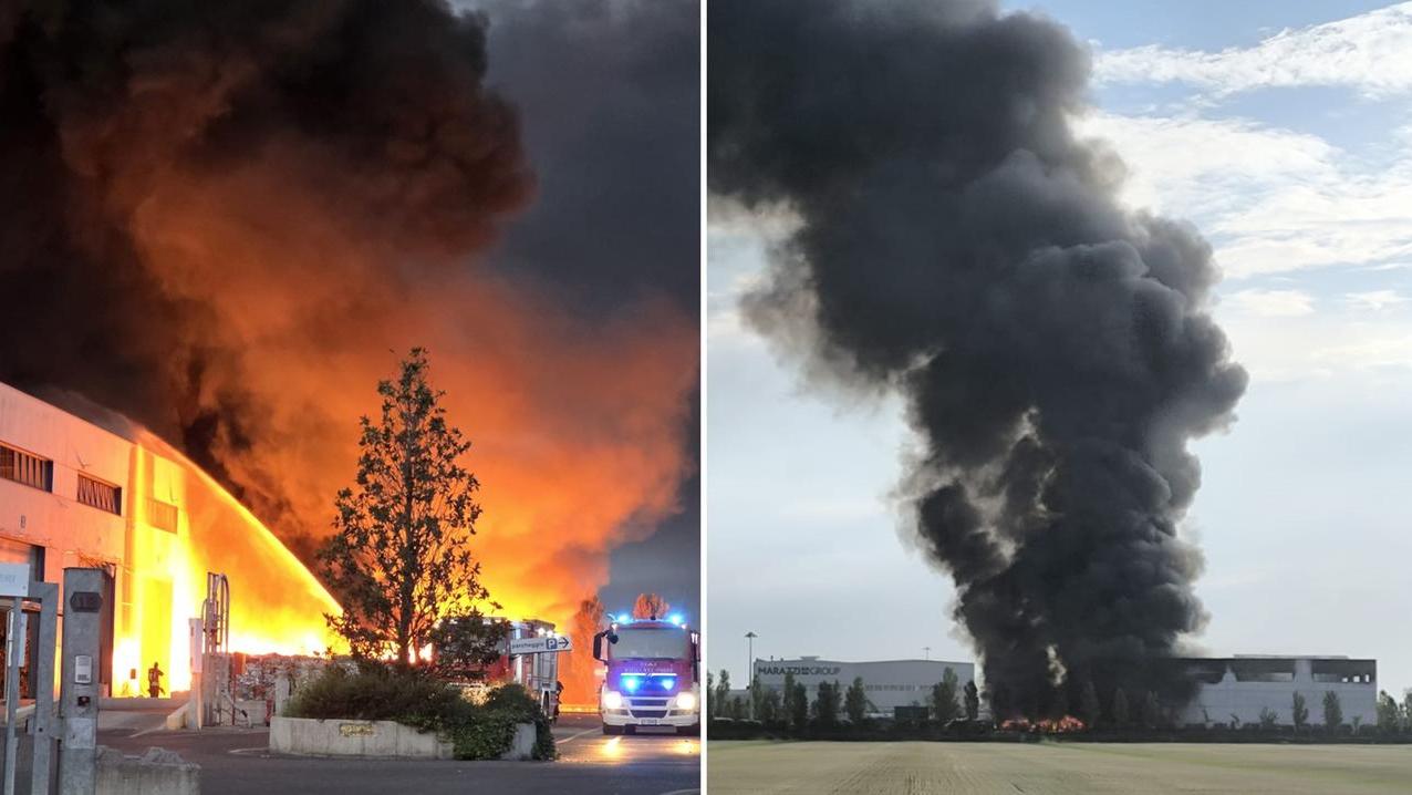 Maxi-incendio a Finale Emilia, vigili del fuoco in forze per domarlo: «Tenete chiuse le finestre»