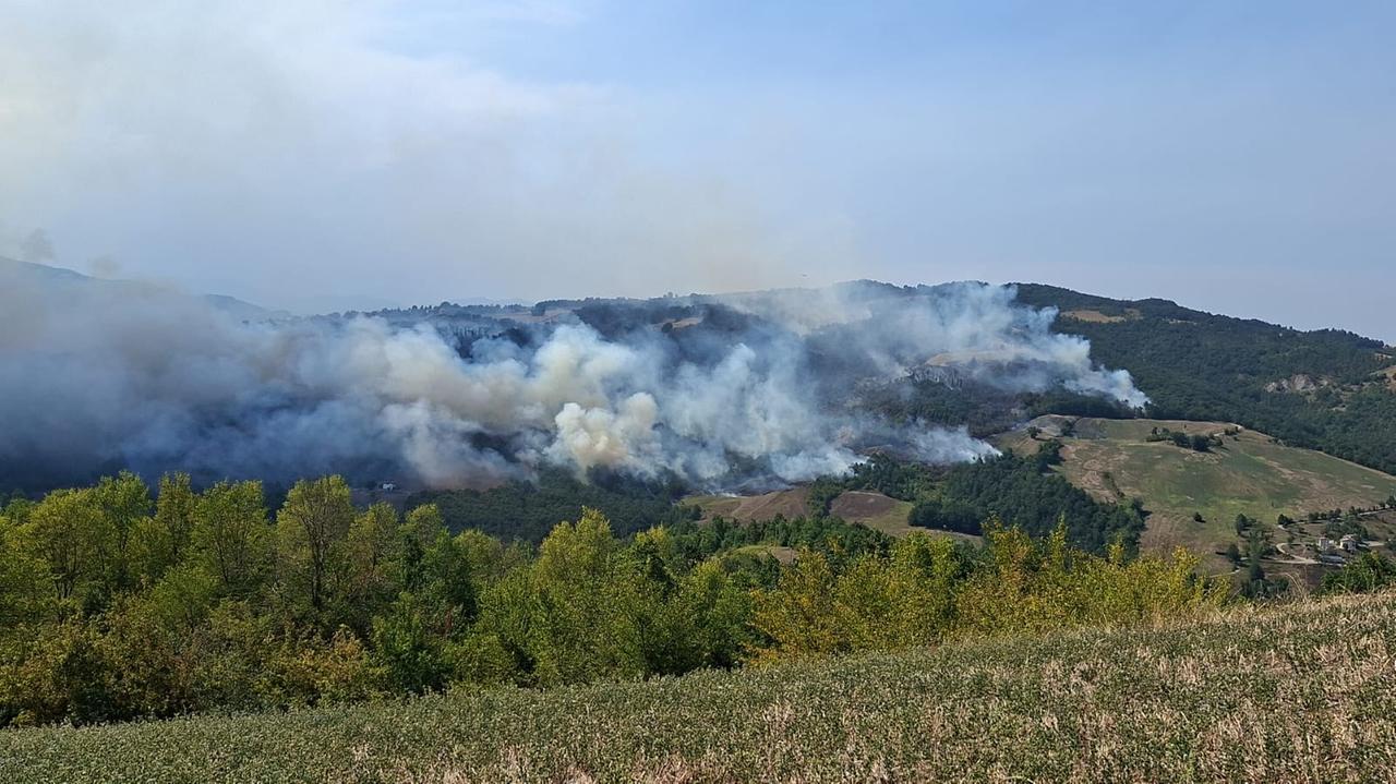 Incendio di Vedriano: il vento spinge le fiamme. Vigili del fuoco ancora al lavoro con canadair ed elicottero