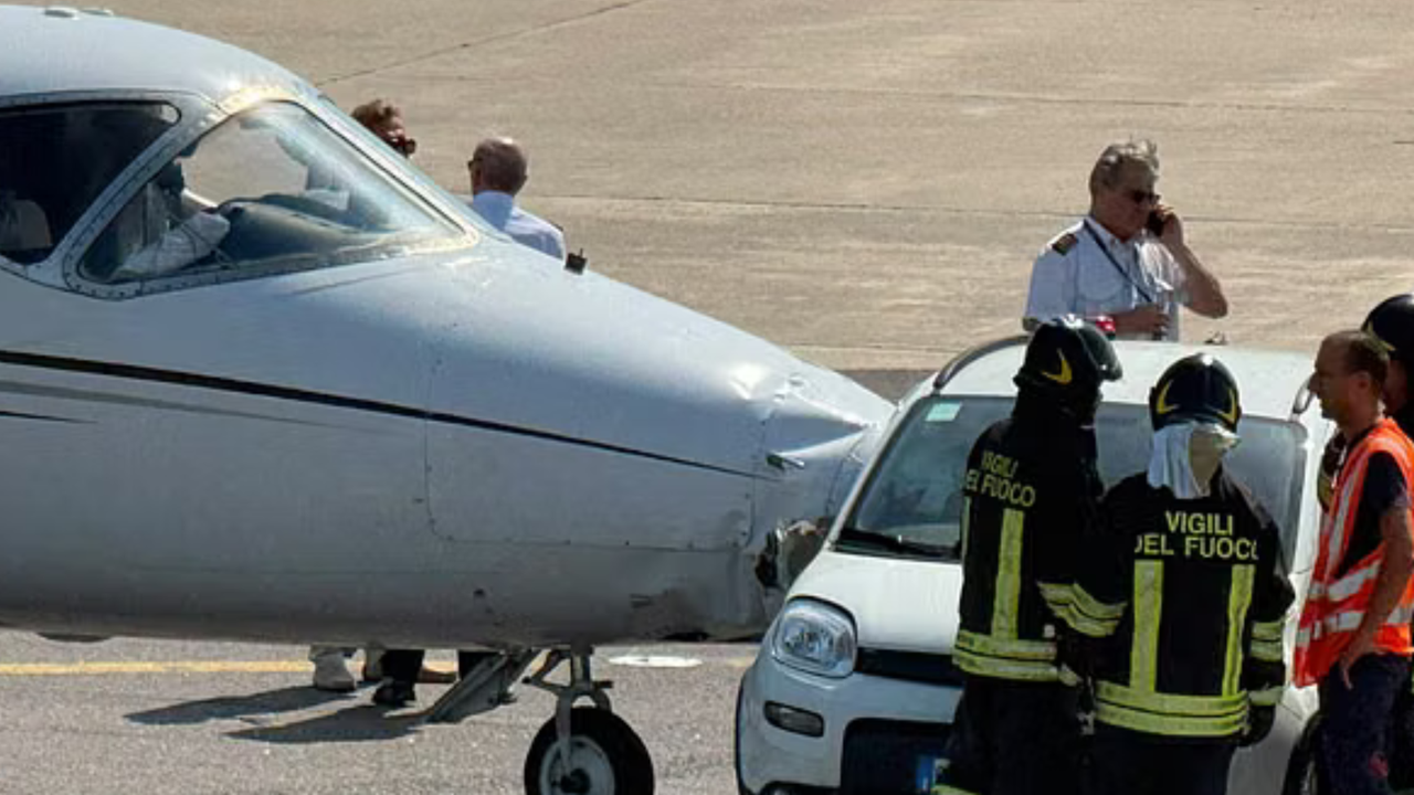 Paura in aeroporto, jet privato si scontra con un’auto di servizio: due voli dirottati