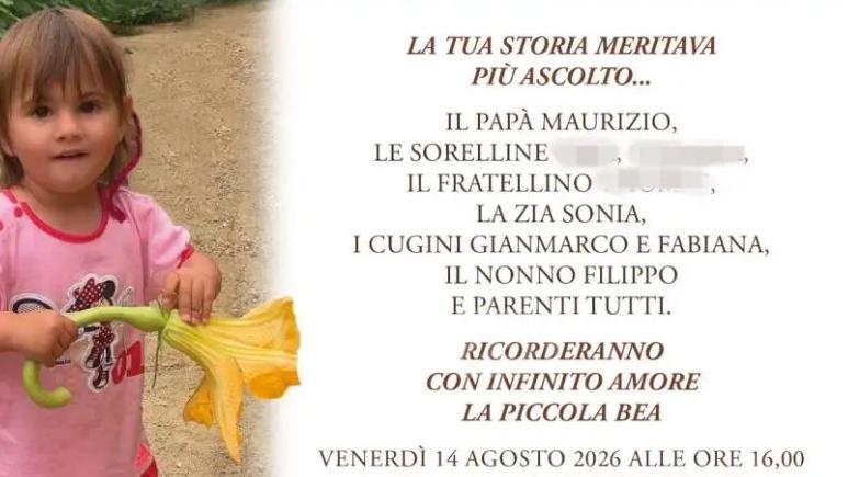 L’ultimo addio alla piccola Beatrice: fissati i funerali, timori sulla folla – Ecco perché