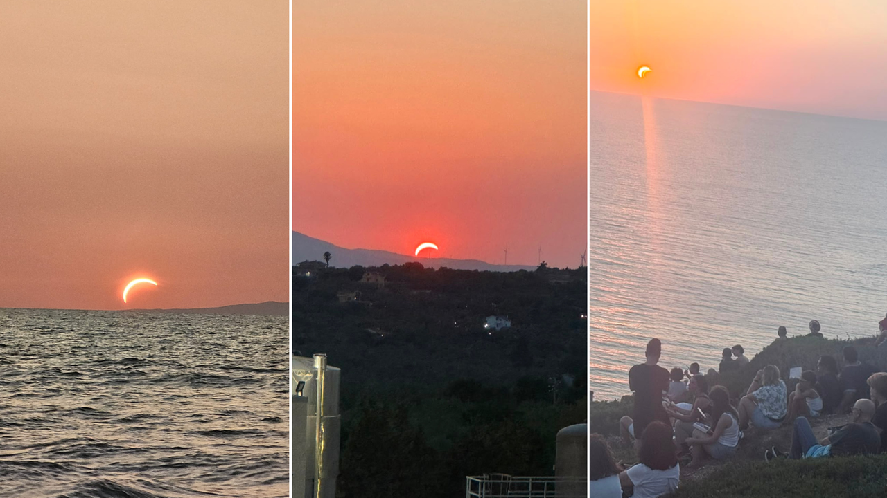 Il cielo si oscura sulla Sardegna: tutti con il naso all’insù per ammirare l’eclissi solare – Le foto