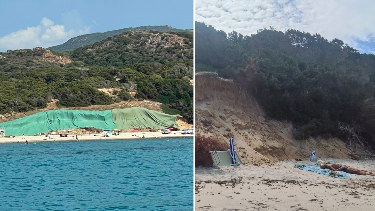 Dalla spiaggia emerge una discarica abusiva, il Comune copre tutto con un maxi telo. Il sindaco: «Soluzione temporanea»