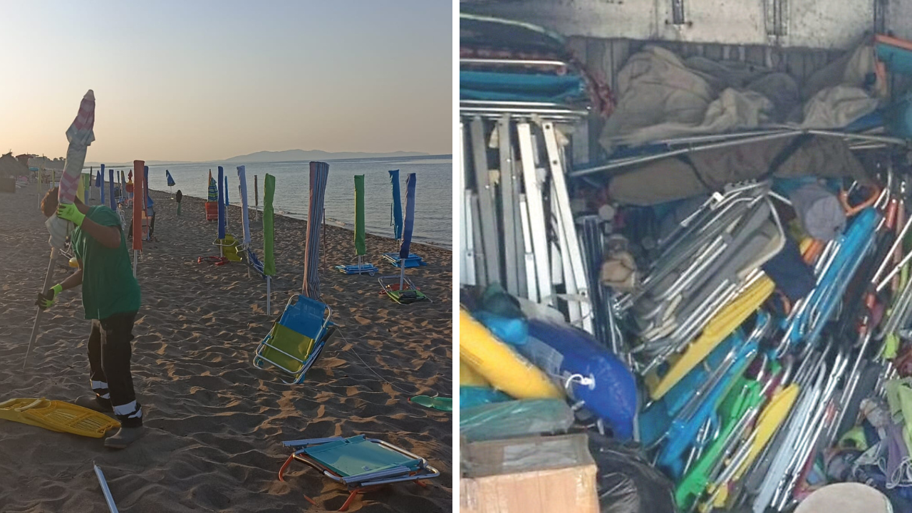 La spiaggia libera e il materiale sequestrato