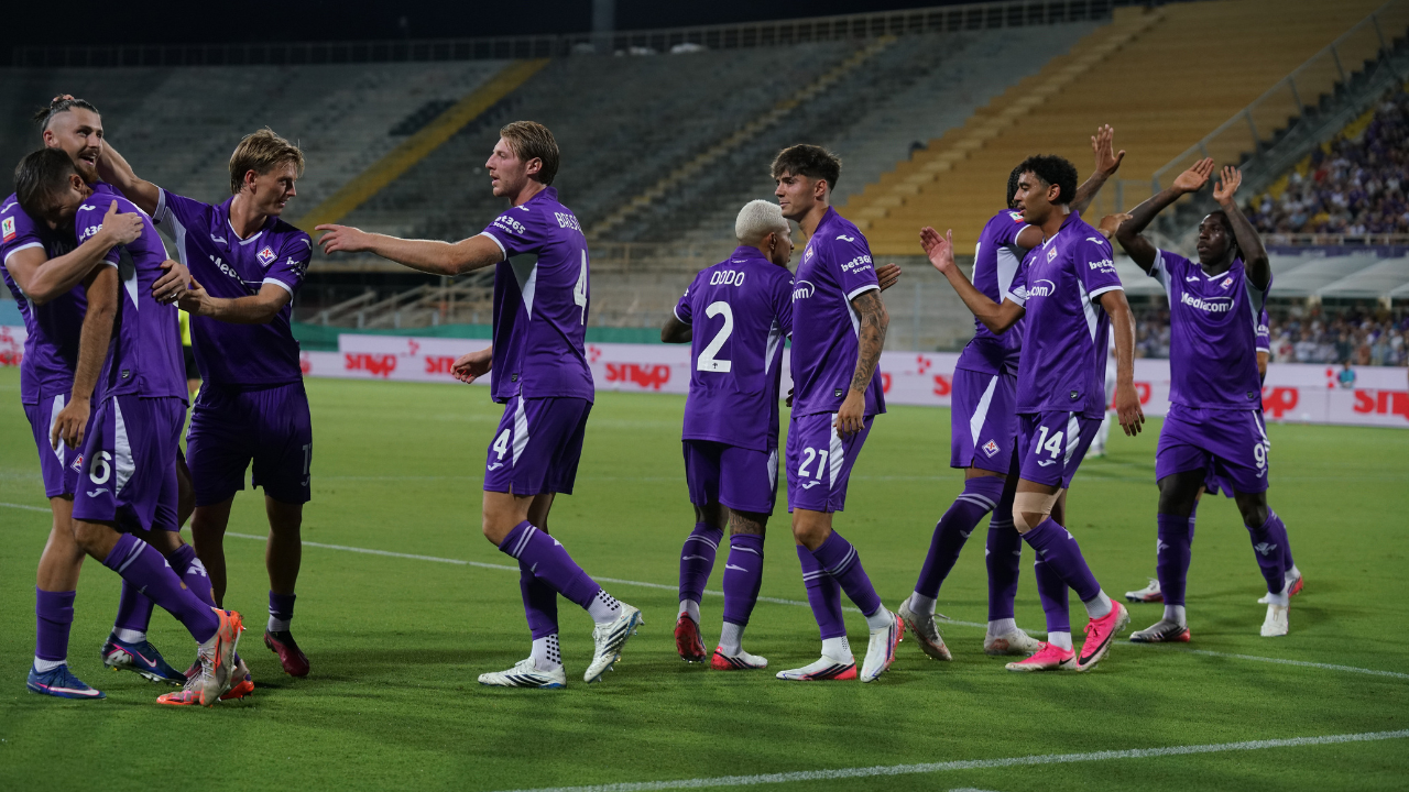 
	L'esultanza viola dopo il gol di Ranieri

