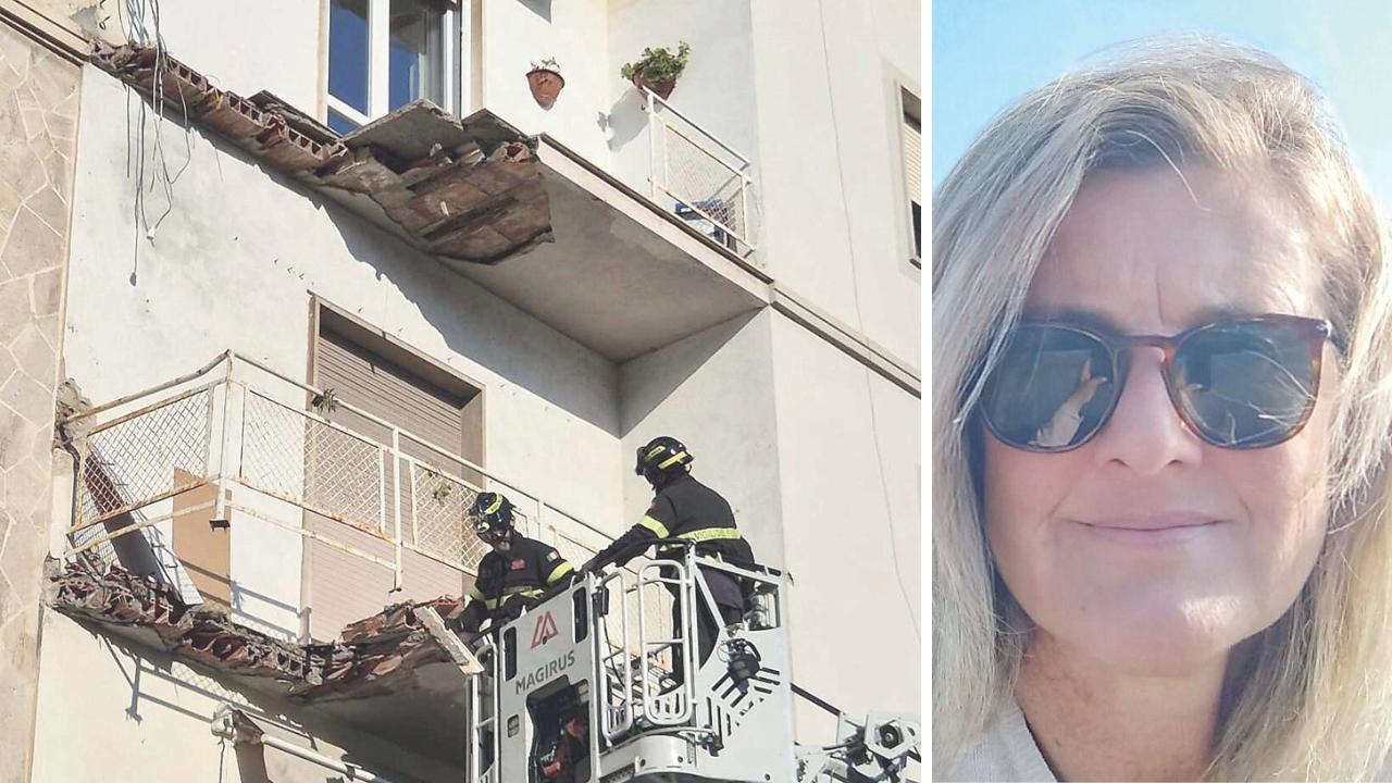 
	Il balcone crollato e a destra Roberta Celli&nbsp;

