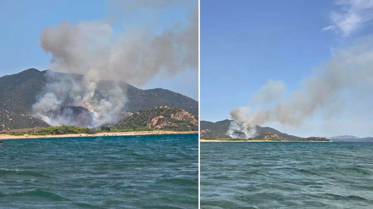 Incendio nel Sud Sardegna, inferno di fuoco vicino alla spiaggia: evacuata un’abitazione