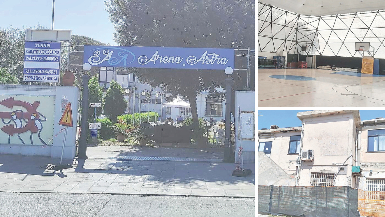 L'ingresso dell’Astra, la palestra e la palazzina centrale