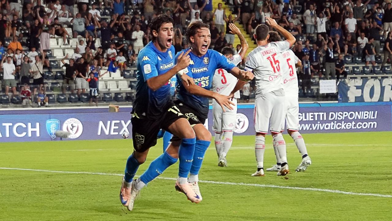 L'esultanza di Shpendi dopo il gol decisivo (foto Nucci)