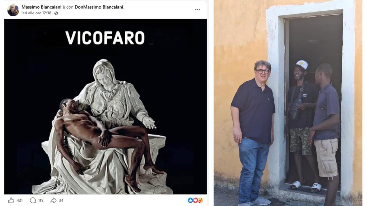 L'immagine postata sui social e don Biancalani